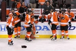 PHILADELPHIA - JUNE 09:  The Philadelphia Flyers react after Patrick Kane #88 of the Chicago Blackhawks scored a goal in overtime to defeat the Flyers 4-3 and win the Stanley Cup in Game Six of the 2010 NHL Stanley Cup Final at the Wachovia Center on June 9, 2010 in Philadelphia, Pennsylvania.  (Photo by Andre Ringuette/Getty Images)