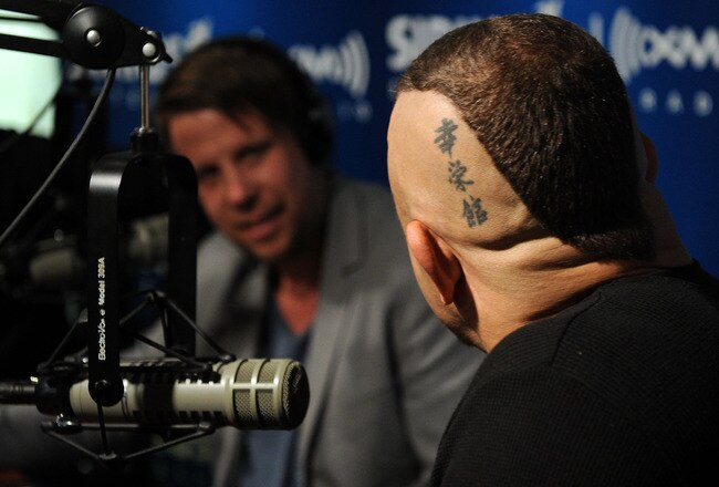 NEW YORK - MARCH 29:  (L-R) Filip Hammar and Chuck Liddell talk during their visit to the SIRIUS XM Studio on March 29, 2010 in New York City.  (Photo by Andrew H. Walker/Getty Images)