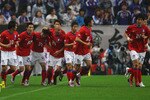 SAITAMA, JAPAN - MAY 24:  South Korea celebrate after a goal scored by Ji Sung Park during the international friendly match between Japan and South Korea at Saitama Stadium on May 24, 2010 in Saitama, Japan.  (Photo by Mark Kolbe/Getty Images)