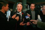 TORONTO, ON - NOVEMBER 09:  Lou Lamoriello speaks with the media at the Hockey Hall of Fame Induction Photo Opportunity at the Hockey Hall of Fame on November 9, 2009 in Toronto, Canada.  (Photo by Bruce Bennett/Getty Images)