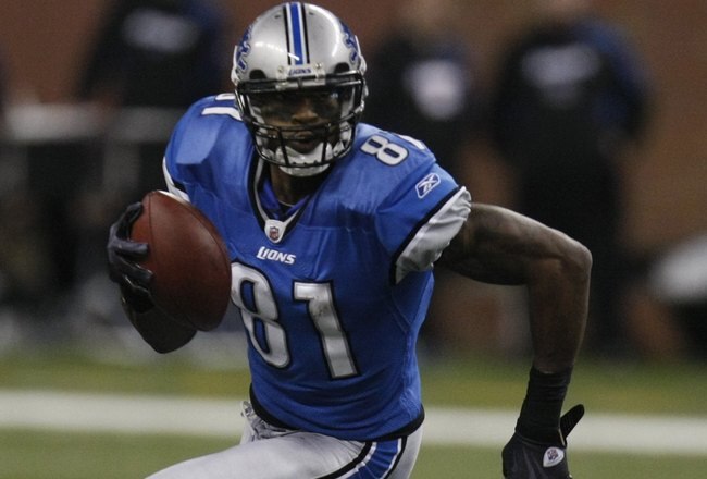 DETROIT - JANUARY 3:  Calvin Johnson #81 of the Detroit Lions carries the ball during the game against the Chicago Bears on January 3, 2010 at Ford Field in Detroit, Michigan. (Photo by Gregory Shamus/Getty Images)