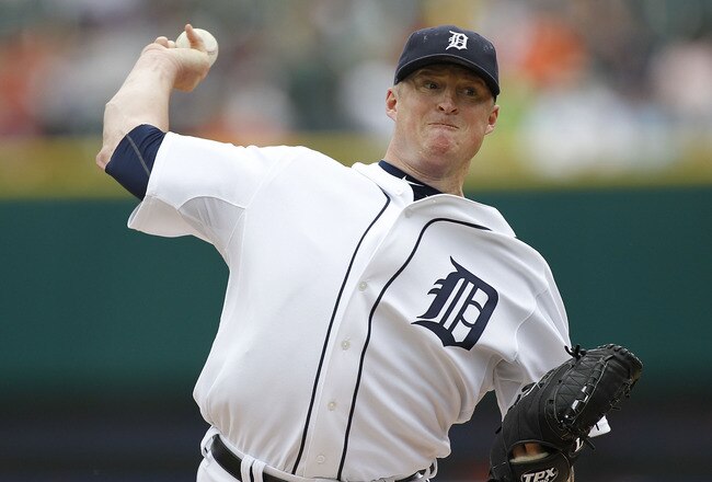DETROIT - MAY 1: Jeremy Bonderman #39 of the Detroit Tigers pitches in the first inning against the Los Angeles Angels of Anaheim during the game on May 1, 2010 at Comerica Park in Detroit, Michigan. (Photo by Leon Halip/Getty Images)
