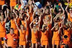 JOHANNESBURG, SOUTH AFRICA - JUNE 14:  Dutch fans celebrate during the 2010 FIFA World Cup Group E match between Netherlands and Denmark at Soccer City Stadium on June 14, 2010 in Johannesburg, South Africa. (Photo by Kevork Djansezian/Getty Images)