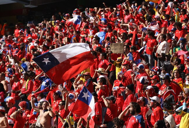 NELSPRUIT, SOUTH AFRICA - JUNE 16:  Chile fans enjoy the atmosphere ahead of the 2010 FIFA World Cup South Africa Group H match between Honduras and Chile at the Mbombela Stadium on June 16, 2010 in Nelspruit, South Africa.  (Photo by David Cannon/Getty Images)
