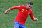 DURBAN, SOUTH AFRICA - JUNE 16:  Sergio Ramos of Spain controls the ball during the 2010 FIFA World Cup South Africa Group H match between Spain and Switzerland at Durban Stadium on June 16, 2010 in Durban, South Africa.  (Photo by Steve Haag/Getty Images)