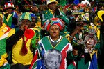 PRETORIA, SOUTH AFRICA - JUNE 16:  South Africa fans blow a vuvuzela and enjoy the atmosphere ahead of the 2010 FIFA World Cup South Africa Group A match between South Africa and Uruguay at Loftus Versfeld Stadium on June 16, 2010 in Tshwane/Pretoria, South Africa.  (Photo by Michael Steele/Getty Images)