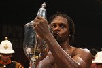 LONDON, ENGLAND - OCTOBER 02:  Audley Harrison wins the Prizefighter Heavyweights Trophy during The Prizefighter Series, The Heavyweights III at the Exel on October 2, 2009 in London, England.  (Photo by Jamie McDonald/Getty Images)