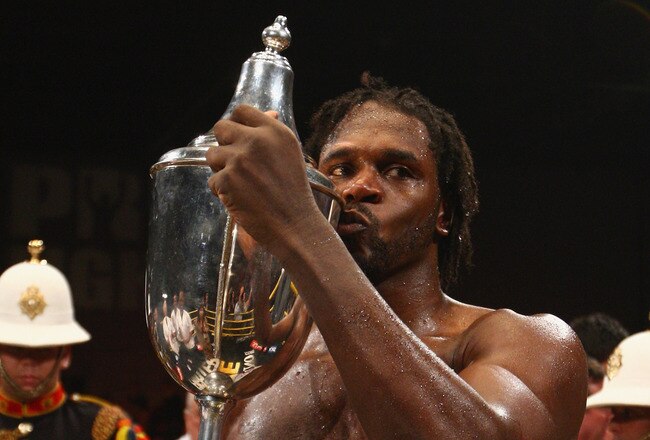 LONDON, ENGLAND - OCTOBER 02:  Audley Harrison wins the Prizefighter Heavyweights Trophy during The Prizefighter Series, The Heavyweights III at the Exel on October 2, 2009 in London, England.  (Photo by Jamie McDonald/Getty Images)