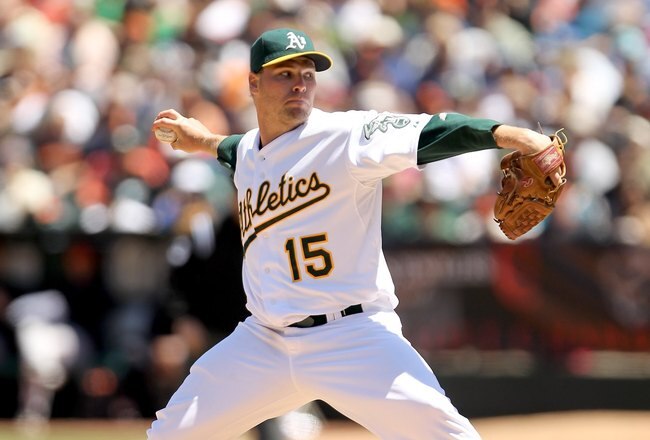 OAKLAND, CA - MAY 23:  Ben Sheets #15 of the Oakland Athletics pitches against the San Francisco Giants at the Oakland-Alameda County Coliseum on May 23, 2010 in Oakland, California.  (Photo by Ezra Shaw/Getty Images)