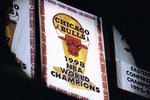 9 Feb 1999: A general view of the Chicago Bulls 1998 Championship Banner, as it is presented before the game against the Atlanta Hawks at the United Center in Chicago, Illinois. The Hawks defeated the Bulls 87-71.  Mandatory Credit: Jonathan Daniel  /Allsport