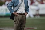 TUSCALOOSA, AL - APRIL 17:  Coach Nick Saban of the Alabama Crimson Tide reacts during the Alabama spring game at Bryant Denny Stadium on April 17, 2010 in Tuscaloosa, Alabama. (Photo by Dave Martin/Getty Images)