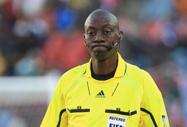 JOHANNESBURG, SOUTH AFRICA - JUNE 18:  Referee Koman Coulibaly look on during the 2010 FIFA World Cup South Africa Group C match between Slovenia and USA at Ellis Park Stadium on June 18, 2010 in Johannesburg, South Africa.  (Photo by David Cannon/Getty Images)