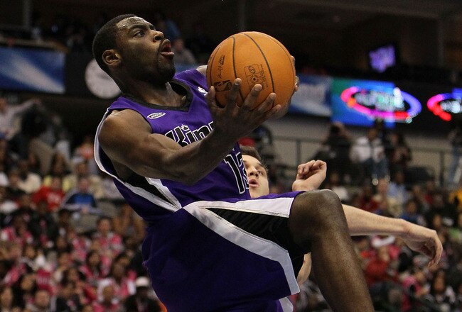 DALLAS - FEBRUARY 12:  Tyreke Evans #13 of the Rookie team shoots against the Sophomore team during the second half of the T-Mobile Rookie Challenge & Youth Jam part of 2010 NBA All-Star Weekend at American Airlines Center on February 12, 2010 in Dallas, Texas. NOTE TO USER: User expressly acknowledges and agrees that, by downloading and or using this photograph, User is consenting to the terms and conditions of the Getty Images License Agreement.  (Photo by Jed Jacobsohn/Getty Images)