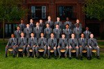HERTFORD, ENGLAND - JUNE 02: In this handout image supplied by the FA, the England World Cup 2010 squad, wearing their official Marks & Spencer suits (L-R back row) Jermain Defoe, Joe Cole, James Milner, Joe Hart, Michael Carrick, Ledley King and Stephen Warnock, (L-R centre row) Aaron Lennon, Gareth Barry, Robert Green, Matthew Upson, Jamie Carragher, Glen Johnson, Emile Heskey and Shaun Wright-Phillips (L-R front row) Ashley Cole, Peter Crouch, Frank Lampard, captain Rio Ferdinand, manager Fabio Capello, vice-captain Steven Gerrard, John Terry, David James and Wayne Rooney pose for a team photograph as they prepare to leave for South Africa at The Grove Hotel on June 2, 2010 in Hertford, England. (Photo by The FA via Getty Images)