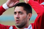 PRETORIA, SOUTH AFRICA - JUNE 21:  Clint Dempsey (C) of US national football team warms up with teammates Oguchi Onyewu (L) and Jose Torres during training session at Pilditch Stadium on June 21, 2010 in Pretoria, South Africa. US will play their next World Cup Group C match against Algeria at Loftus Versfled Stadium in Pretoria, South Africa, on Wednesday June, 23, 2010,  (Photo by Kevork Djansezian/Getty Images)