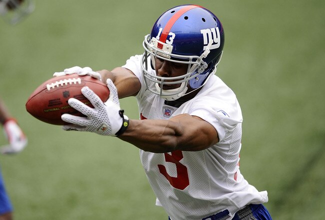 EAST RUTHERFORD, NJ - MAY 09:  Ramses Barden #13 of the New York Giants works out at rookie camp on May 9, 2009 in East Rutherford, New Jersey.  (Photo by Jeff Zelevansky/Getty Images)
