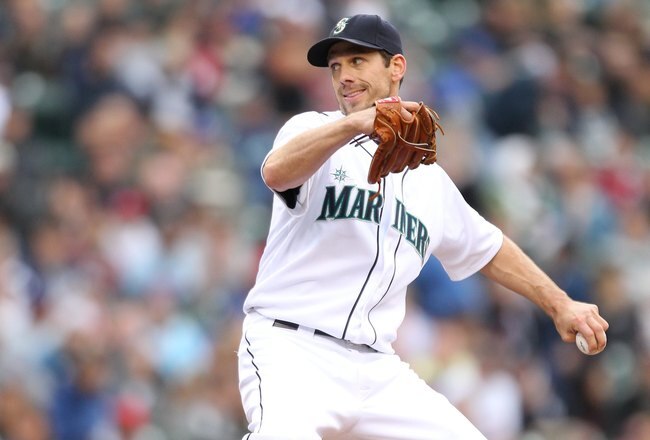 SEATTLE - JUNE 02:  Starting pitcher Cliff Lee #36 of the Seattle Mariners pitches against the Minnesota Twins at Safeco Field on June 2, 2010 in Seattle, Washington. (Photo by Otto Greule Jr/Getty Images)