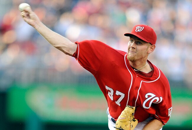 WASHINGTON - JUNE 18:  Stephen Strasburg #37 of the Washington Nationals pitches against the Chicago White Sox at Nationals Park on June 18, 2010 in Washington, DC.  (Photo by Greg Fiume/Getty Images)