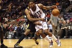 EAST RUTHERFORD, NJ - JANUARY 15:  Chris Douglas-Roberts #17 of the New Jersey Nets drives against Danny Granger #33 of the Indiana Pacers at the Izod Center on January 15, 2010 in East Rutherford, New Jersey. NOTE TO USER: User expressly acknowledges and agrees that, by downloading and or using this photograph, User is consenting to the terms and conditions of the Getty Images License Agreement.  (Photo by Jim McIsaac/Getty Images)