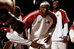 CLEVELAND - MAY 22: LeBron James #23 of the Cleveland Cavaliers takes the court during warm ups before Game Two of the Eastern Conference Finals against the Orlando Magic during the 2009 Playoffs at Quicken Loans Arena on May 22, 2009 in Cleveland, Ohio. NOTE TO USER: User expressly acknowledges and agrees that, by downloading and or using this photograph, User is consenting to the terms and conditions of the Getty Images License Agreement  (Photo by Gregory Shamus/Getty Images)