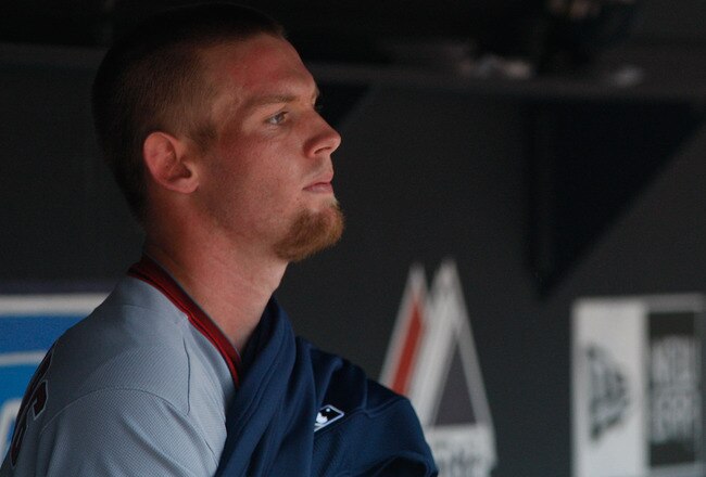 CLEVELAND - JUNE 13:  Stephen Strasburg #37 of the Washington Nationals stands in the dugout after being pulled from the game against the Cleveland Indians on June 13, 2010 at Progressive Field in Cleveland, Ohio.  (Photo by Jared Wickerham/Getty Images)