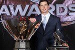 LAS VEGAS - JUNE 23:  Sidney Crosby of the Pittsburgh Penguins poses for a portrait with the Maurice Richard Trophy and the Mark Messier NHL Leadership Award during the 2010 NHL Awards at the Palms Casino Resort on June 23, 2010 in Las Vegas, Nevada.  (Photo by Bruce Bennett/Getty Images)