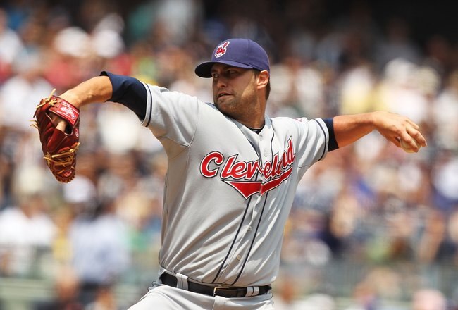 NEW YORK - MAY 29:  David Huff #28  of the Cleveland Indians pitches against The New York Yankees during their game on May 29, 2010 at Yankee Stadium in the Bronx Borough of New York City.  (Photo by Al Bello/Getty Images)