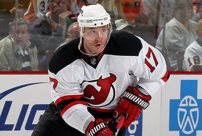 PHILADELPHIA - APRIL 20:  Ilya Kovalchuk #17 of the New Jersey Devils skates against the Philadelphia Flyers in Game Four of the Eastern Conference Quarterfinals during the 2010 NHL Stanley Cup Playoffs at the Wachovia Center on April 20, 2010 in Philadelphia, Pennsylvania. The Flyers defeated the Devils 4-1 to take a three games to one lead in their best of seven series.  (Photo by Jim McIsaac/Getty Images)