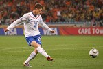 CAPE TOWN, SOUTH AFRICA - JUNE 24:  Klaas Jan Huntelaar of the Netherlands scores his side's second goal during the 2010 FIFA World Cup South Africa Group E match between Cameroon and Netherlands at Green Point Stadium on June 24, 2010 in Cape Town, South Africa.  (Photo by Doug Pensinger/Getty Images)