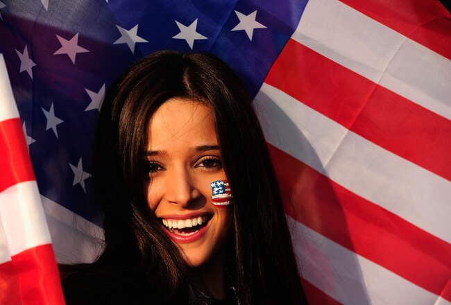 PRETORIA, SOUTH AFRICA - JUNE 23:  A USA fan enjoys the atmosphere ahead of the 2010 FIFA World Cup South Africa Group C match between USA and Algeria at the Loftus Versfeld Stadium on June 23, 2010 in Tshwane/Pretoria, South Africa.  (Photo by Stuart Franklin/Getty Images)