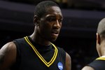 PHILADELPHIA - MARCH 19:  Larry Sanders #1 of the VCU Rams reacts during the game against the UCLA Bruins during the first round of the NCAA Division I Men's Basketball Tournament at the Wachovia Center on March 19, 2009 in Philadelphia, Pennsylvania.  (Photo by Jim McIsaac/Getty Images)