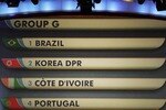 CAPE TOWN, SOUTH AFRICA - DECEMBER 4:  In this handout photo provided by the 2010 FIFA World Cup Organising Committee, Group G, showing Brazil, North Korea, Ivory Coast and Portugal during the 2010 Soccer World Cup Final Draw at the CTICC on December 4, 2009 in Cape Town, South Africa. (Photo by 2010 FIFA World Cup Organising Committee South Africa)