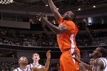 SAN JOSE, CA - MARCH 18:  Forward Derrick Caracter #4 of the UTEP Miners takes a shot against the Butler Bulldogs during the first round of the 2010 NCAA men's basketball tournament at HP Pavilion on March 18, 2010 in San Jose, California.  (Photo by Jed Jacobsohn/Getty Images)