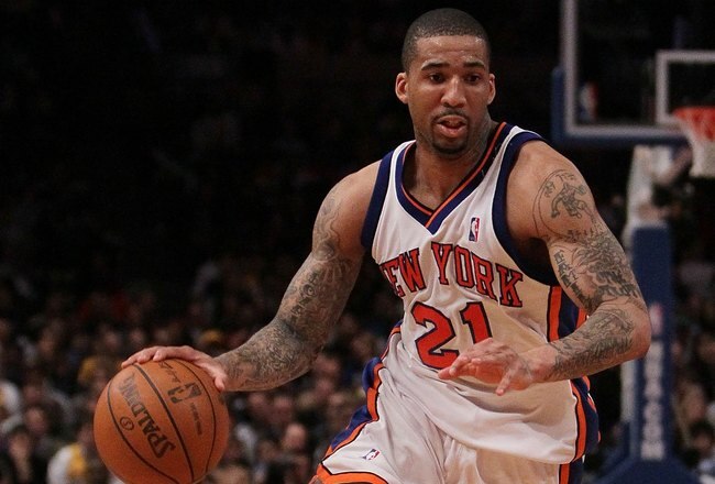 NEW YORK - JANUARY 22:  Wilson Chandler #21 of the New York Knicks in action against   the Los Angeles Lakers during their game at Madison Square Garden on January 22, 2010 in New York, New York.  NOTE TO USER: User expressly acknowledges and agrees that, by downloading and/or using this Photograph, User is consenting to the terms and conditions of the Getty Images License Agreement.  (Photo by Al Bello/Getty Images)
