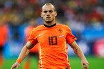 DURBAN, SOUTH AFRICA - JUNE 28: Wesley Sneijder of the Netherlands in action during the 2010 FIFA World Cup South Africa Round of Sixteen match between Netherlands and Slovakia at Durban Stadium on June 28, 2010 in Durban, South Africa.  (Photo by Jamie McDonald/Getty Images)