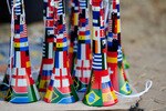 RUSTENBURG, SOUTH AFRICA - JUNE 26:  Vuvuzelas for sale outside the Royal Bafokeng Stadium ahead of the 2010 FIFA World Cup South Africa Round of Sixteen match between USA and Ghana at Royal Bafokeng Stadium on June 26, 2010 in Rustenburg, South Africa.  (Photo by Stuart Franklin/Getty Images)