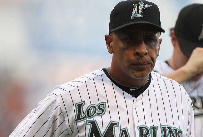 SAN JUAN, PUERTO RICO - JUNE 28: Edwin Rodriguez, Manager of the Florida Marlins looks on before the game against The New York Mets during their game at Hiram Bithorn Stadium on June 28, 2010 in San Juan, Puerto Rico.  (Photo by Al Bello/Getty Images)