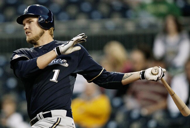 PITTSBURGH - APRIL 20:  Corey Hart #1 of the Milwaukee Brewers at bat against the Pittsburgh Pirates during the game on April 20, 2010 at PNC Park in Pittsburgh, Pennsylvania.  (Photo by Jared Wickerham/Getty Images)