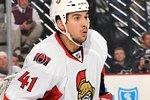 PITTSBURGH - DECEMBER 23:  Forward Jonathan Cheechoo #41 of the Ottawa Senators skates against the Pittsburgh Penguins on December 23, 2009 at Mellon Arena in Pittsburgh, Pennsylvania.  (Photo by Jamie Sabau/Getty Images)