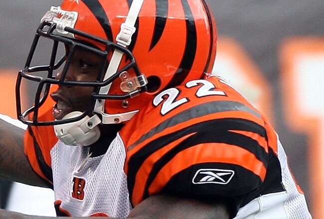 CLEVELAND - OCTOBER 04: Mohamed Massaquoi #11 of the Cleveland Browns makes a catch at the 1 yard line against Jonathan Joseph #22 of the Cincinnati Bengals during their game at Cleveland Browns Stadium on October 4, 2009 in Cleveland, Ohio.  (Photo by Jim McIsaac/Getty Images)