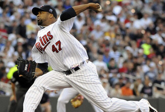 MINNEAPOLIS, MN - JUNE 28:  Francisco Liriano #47 of the Minnesota Twins pitches in the first inning against the Detroit Tigers during their game on June 28, 2010 at Target Field in Minneapolis, Minnesota. (Photo by Hannah Foslien /Getty Images)