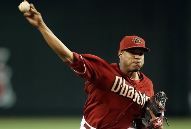 PHOENIX - JUNE 13:  Starting pitcher Edwin Jackson #36 of the Arizona Diamondbacks pitches against the St. Louis Cardinals during the Major League Baseball game at Chase Field on June 13, 2010 in Phoenix, Arizona. The Diamondbacks defeated the Cardinals 7-5.  (Photo by Christian Petersen/Getty Images)