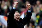 MANCHESTER, ENGLAND - MARCH 21:  Manchester United manager Sir Alex Ferguson celebrates at the end of the Barclays Premier League match between Manchester United and Liverpool at Old Trafford on March 21, 2010 in Manchester, England.  (Photo by Michael Regan/Getty Images)