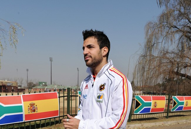 POTCHEFSTROOM, SOUTH AFRICA - JUNE 27:  Cesc Fabregas of Spain walks on the team hotel premises on June 27, 2010 in Potchefstroom, South Africa.  (Photo by Jasper Juinen/Getty Images)