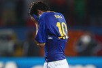 PORT ELIZABETH, SOUTH AFRICA - JULY 02:  Kaka of Brazil is dejected after being knocked out of the tournament during the 2010 FIFA World Cup South Africa Quarter Final match between Netherlands and Brazil at Nelson Mandela Bay Stadium on July 2, 2010 in Nelson Mandela Bay/Port Elizabeth, South Africa.  (Photo by Lars Baron/Getty Images)