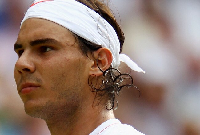 LONDON, ENGLAND - JULY 02:  Rafael Nadal of Spain in action during the Men's Semi Final match against Andy Murray of Great Britain on Day Eleven of the Wimbledon Lawn Tennis Championships at the All England Lawn Tennis and Croquet Club on July 2, 2010 in London, England.  (Photo by Julian Finney/Getty Images)