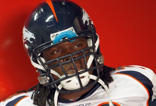 KANSAS CITY - SEPTEMBER 28:  Ryan Clady #78 of the Denver Broncos stands in the tunnel before the game against the Kansas City Chiefs on September 28, 2008 at Arrowhead Stadium in Kansas City, Missouri. The Chiefs defeated the Broncos 33-19.  (Photo by: Jamie Squire/Getty Images)