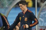 JOHANNESBURG, SOUTH AFRICA - JULY 03: Fernando Torres of Spain is substituted during the 2010 FIFA World Cup South Africa Quarter Final match between Paraguay and Spain at Ellis Park Stadium on July 3, 2010 in Johannesburg, South Africa.  (Photo by Doug Pensinger/Getty Images)