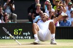 LONDON, ENGLAND - JULY 04:  Rafael Nadal of Spain celebrates Championship Point during his Mens Singles Final match against Tomas Berdych of Czech Republic on Day Thirteen of the Wimbledon Lawn Tennis Championships at the All England Lawn Tennis and Croquet Club on July 4, 2010 in London, England.  (Photo by Julian Finney/Getty Images)