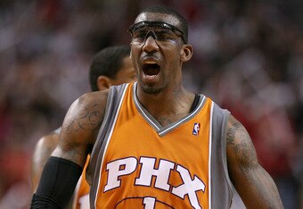 PORTLAND, OR - APRIL 24: Amare Stoudemire #1 of the Phoenix Suns reacts to a foul during Game 4 of the Western Conference Quarterfinals of the NBA Playoffs against the Portland Trail Blazers on April 24, 2010 at the Rose Garden in Portland, Oregon. The Blazers defeated the Suns 96-87. NOTE TO USER: User expressly acknowledges and agrees that, by downloading and or using this Photograph, user is consenting to the terms and conditions of the Getty Images License Agreement. (Photo by Otto Greule Jr/Getty Images)
